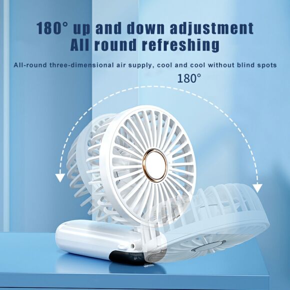 Rechargeable Handheld Fan 1200mAh 5 Speeds Portable Quiet Cooling White - Picture 4 of 6